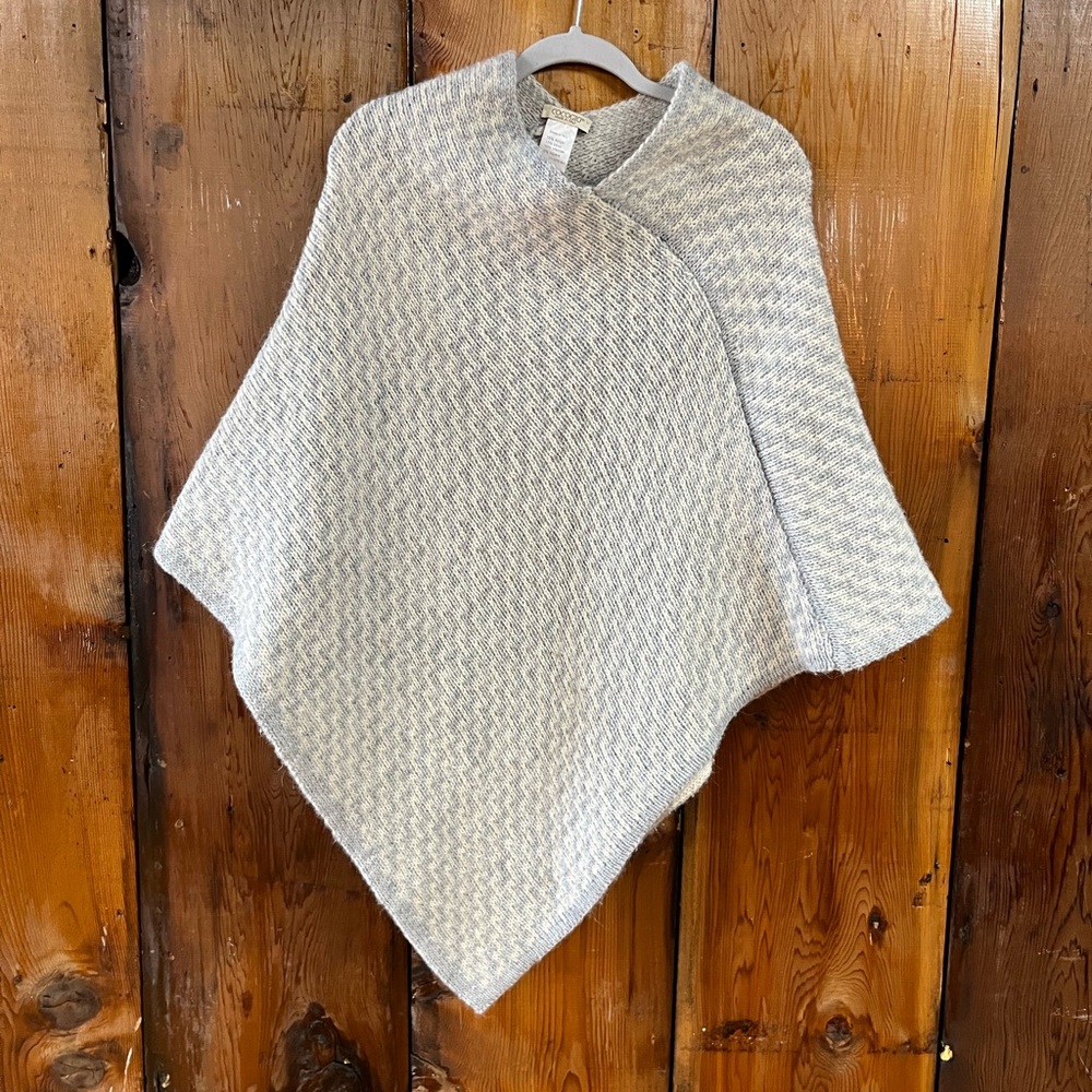 Blue-Gray Color Herringbone Poncho